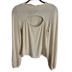 Lulus Women’s SZ L Long Belle Sleeve Top/ Shirt Off White/Cream Fitted